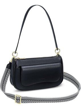 Womens Black Vegan Leather Trendy Cute Purse Hobo Imported Crossbody Bags